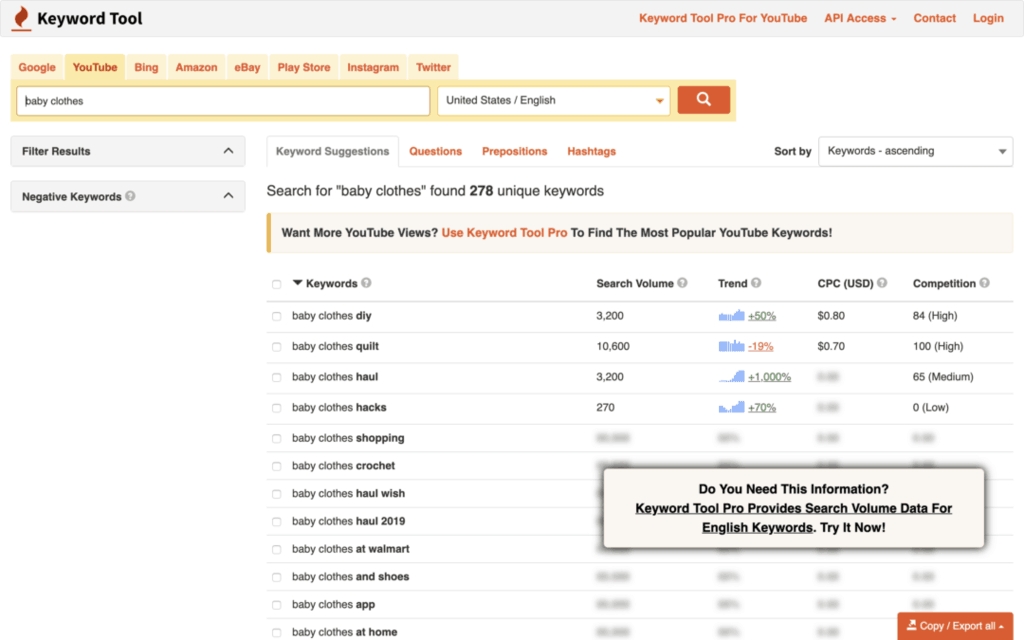 keyword tool pro for youtube