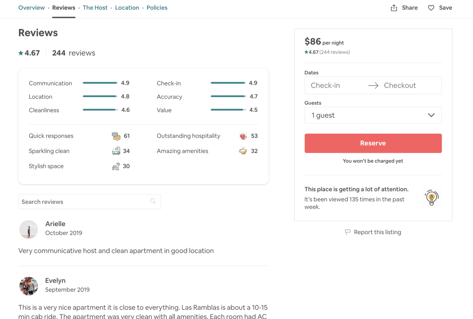 Airbnb reviews