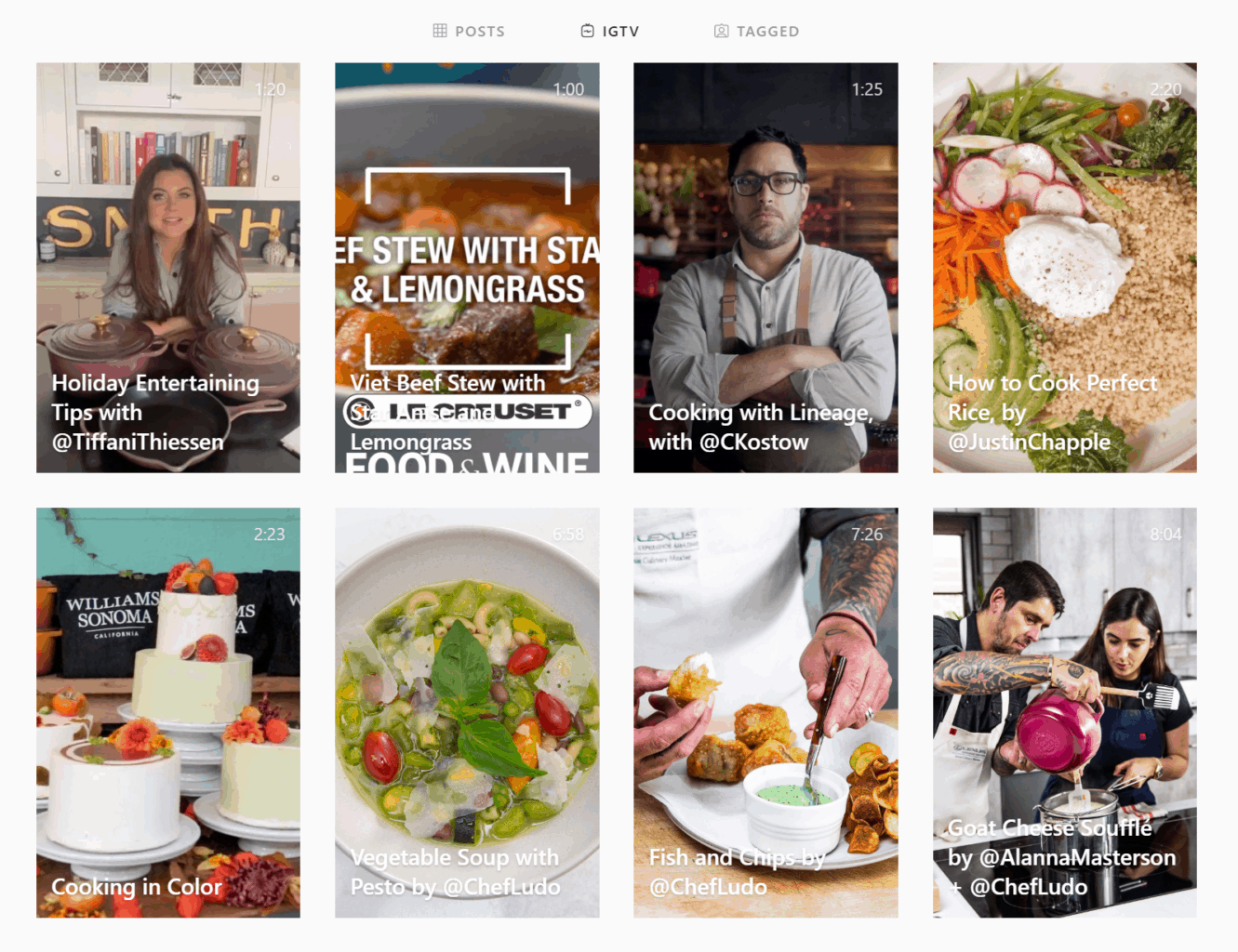 IGTV cooking videos