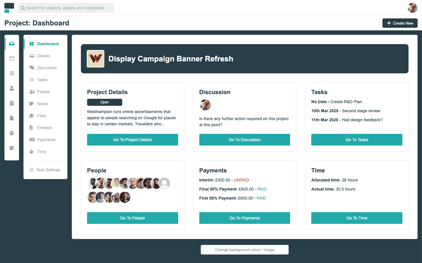 Project.co dashboard