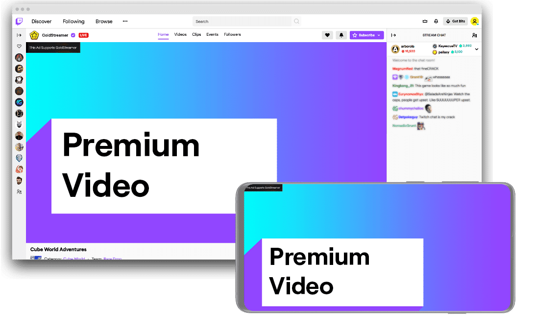 Twitch premium video