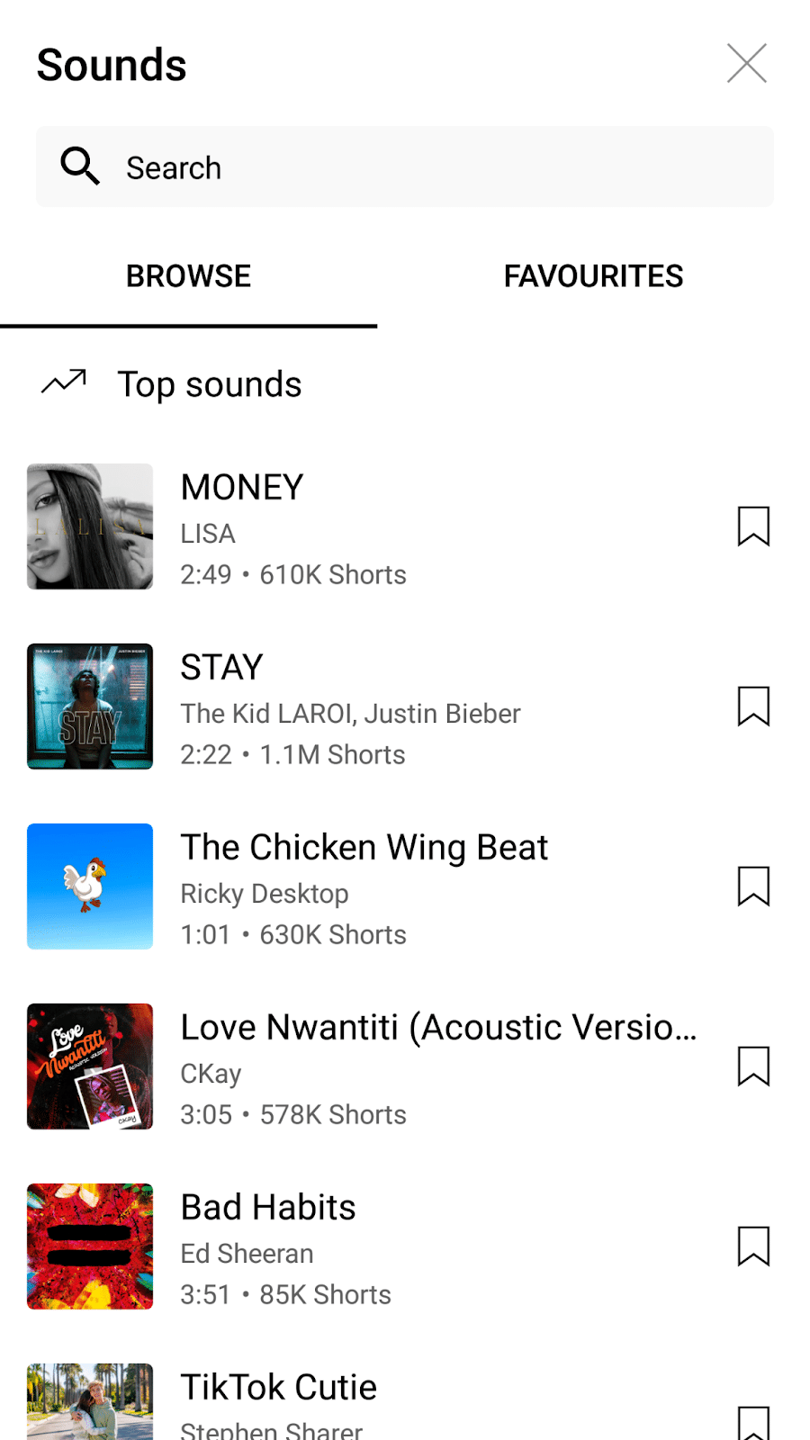 YouTube Short add music