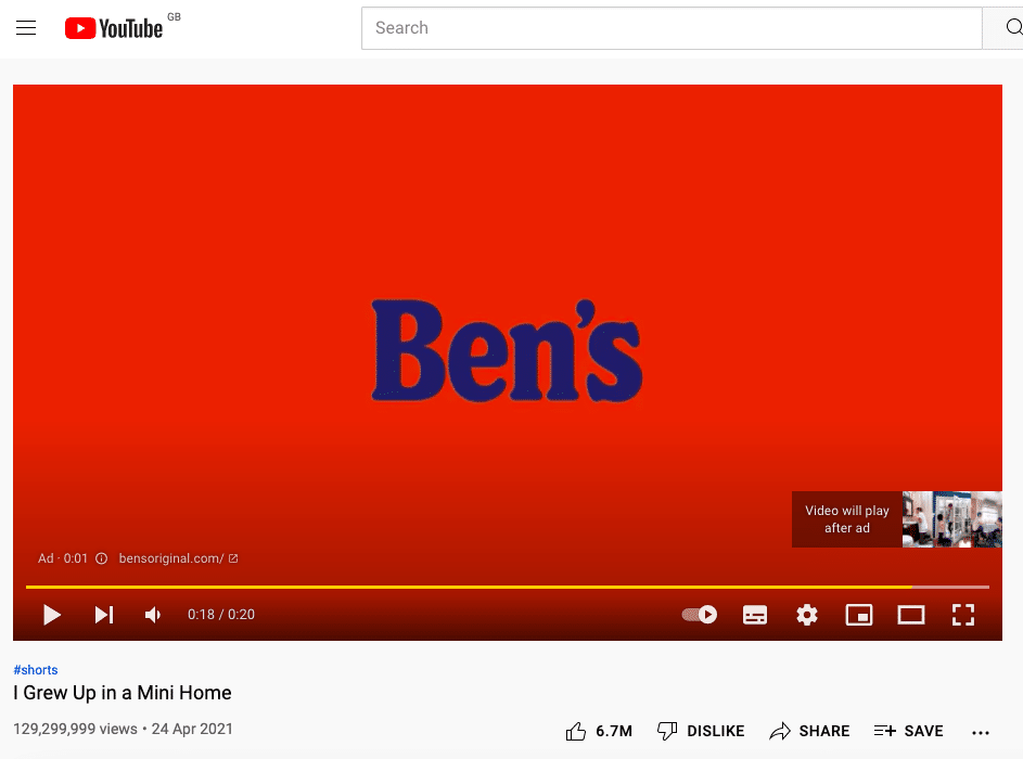 YouTube advert