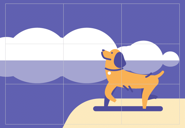 Rule of thirds dog illustration