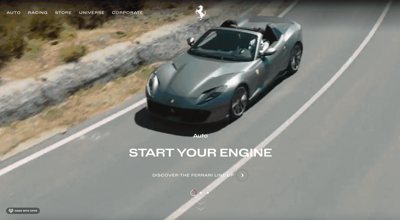 Ferrari homepage video