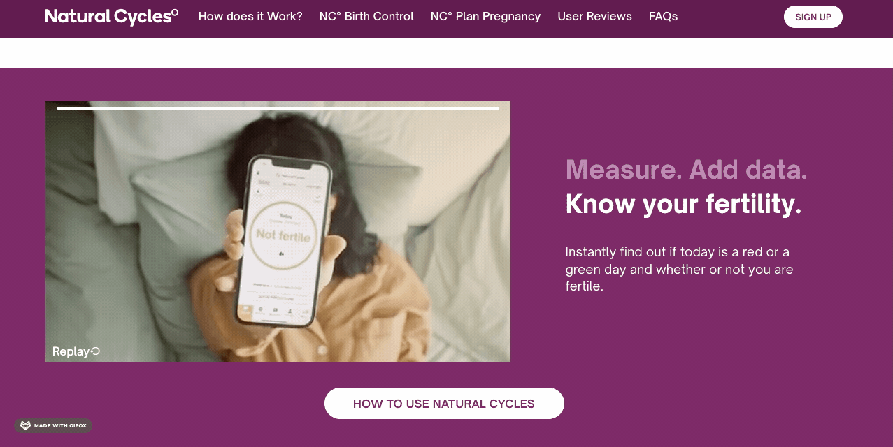 Natural Cycles landing page video