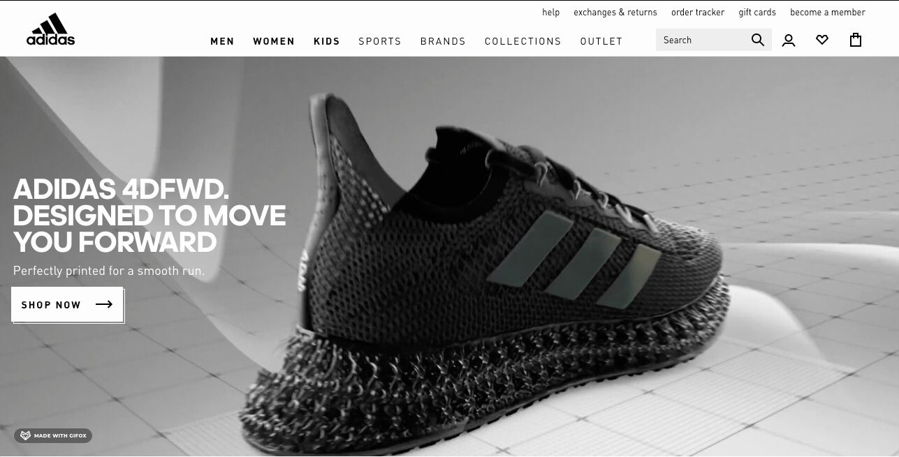 Adidas landing page video