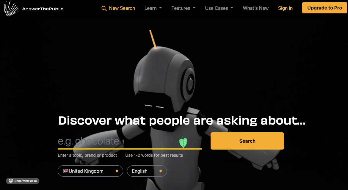 Answer The Public landing page video