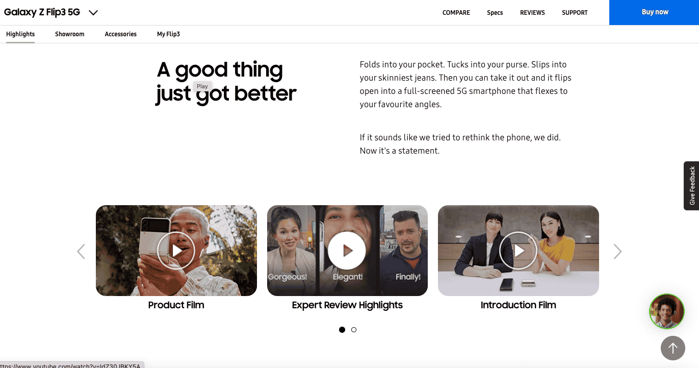 Samsung Galaxy website