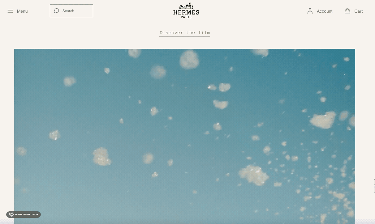 Hermes landing page video