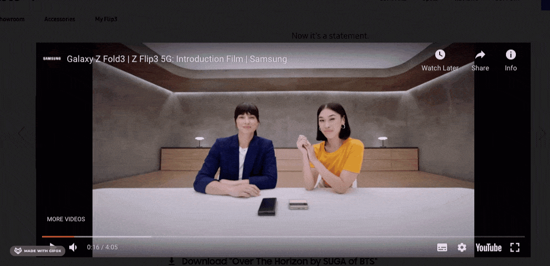 Samsung landing page video