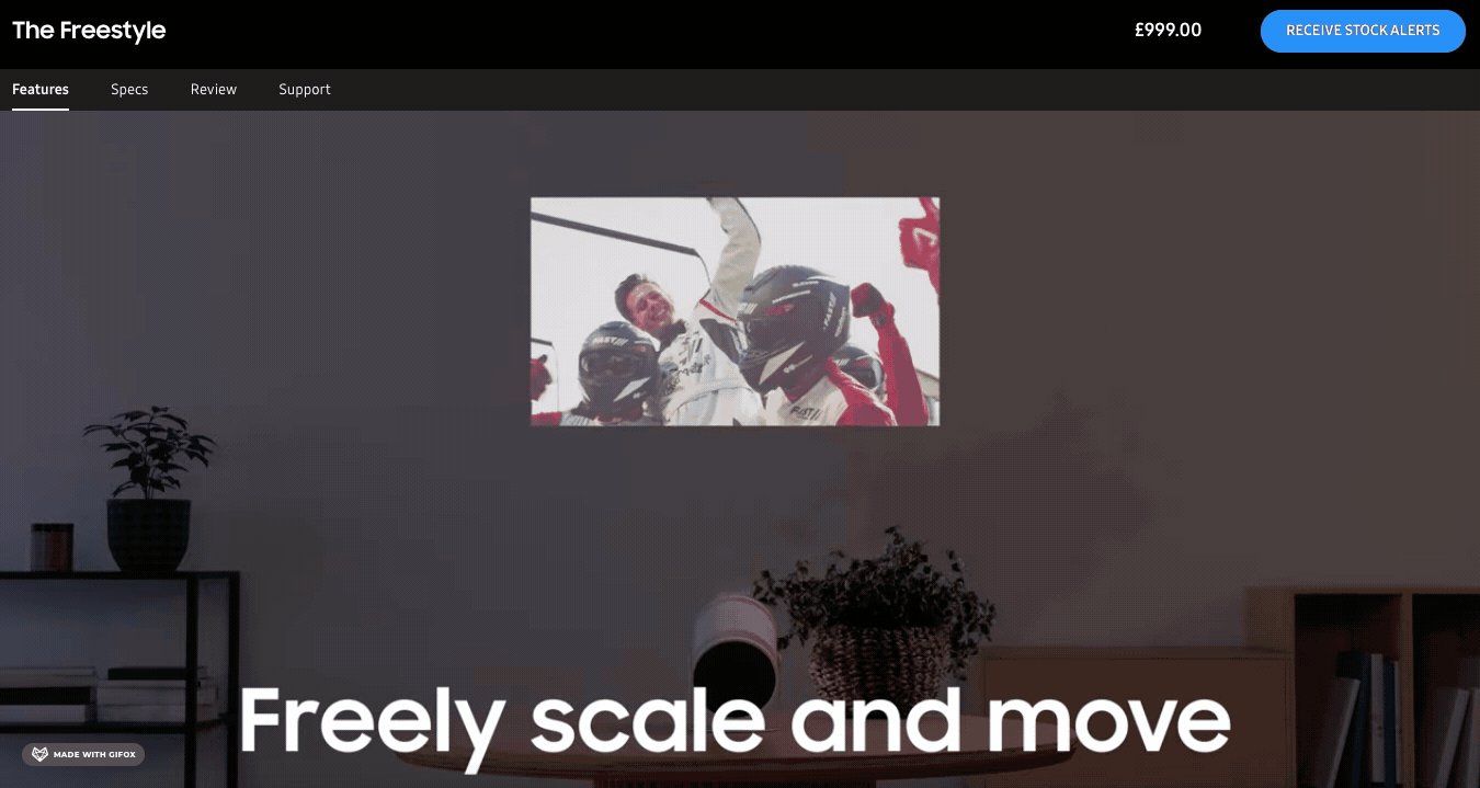 Samsung Freestyle landing page video