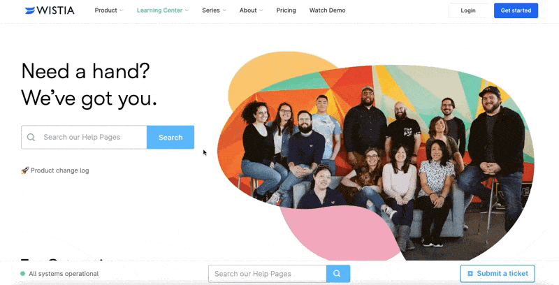 Сайт поддержки Wistia