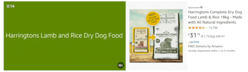 Harringtons Pet Foods video ad on Amazon