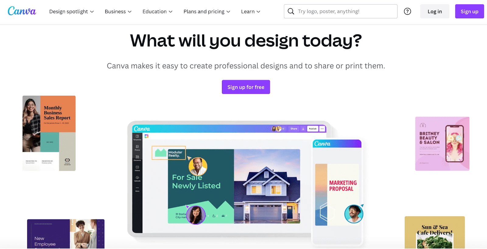 Canva homepage