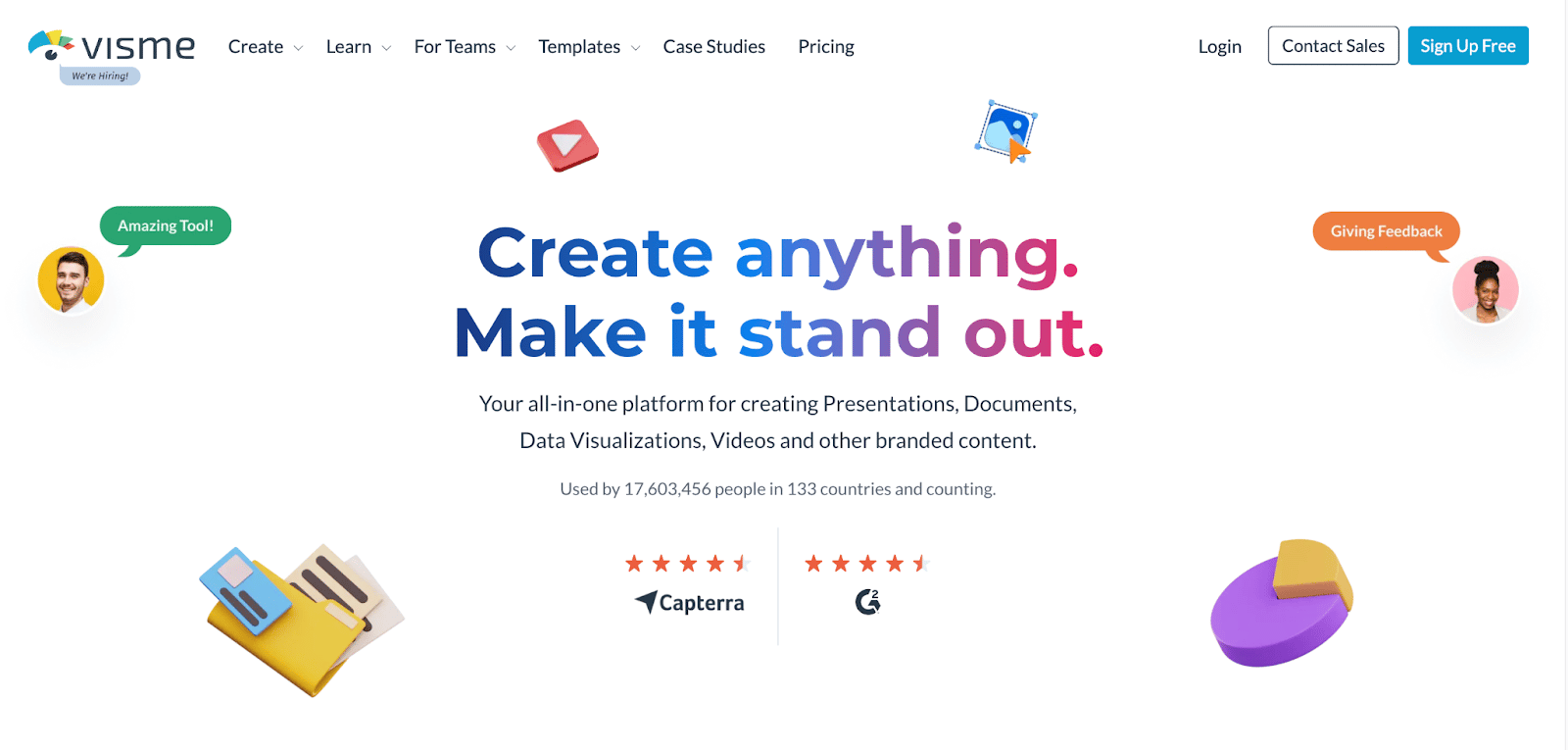 Visme homepage