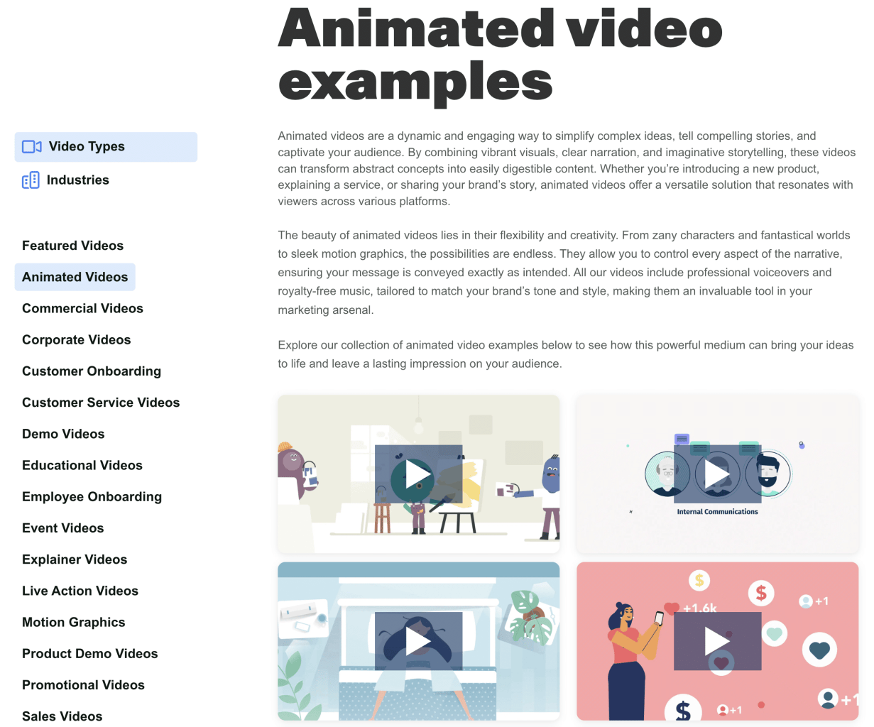 animated video page
