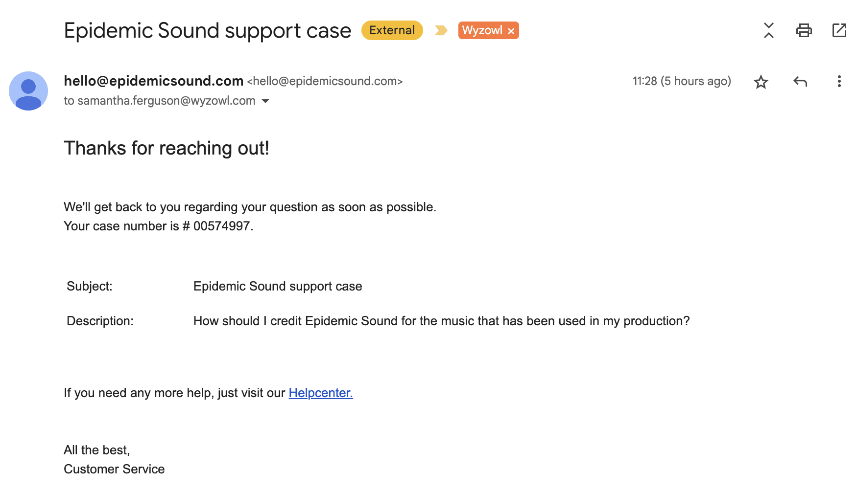Epidemic Sound customer support